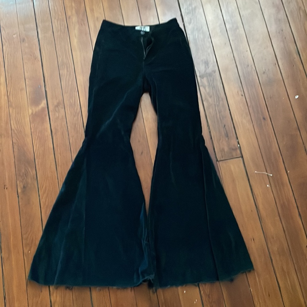 Black Suede Free People Bell Bottoms
